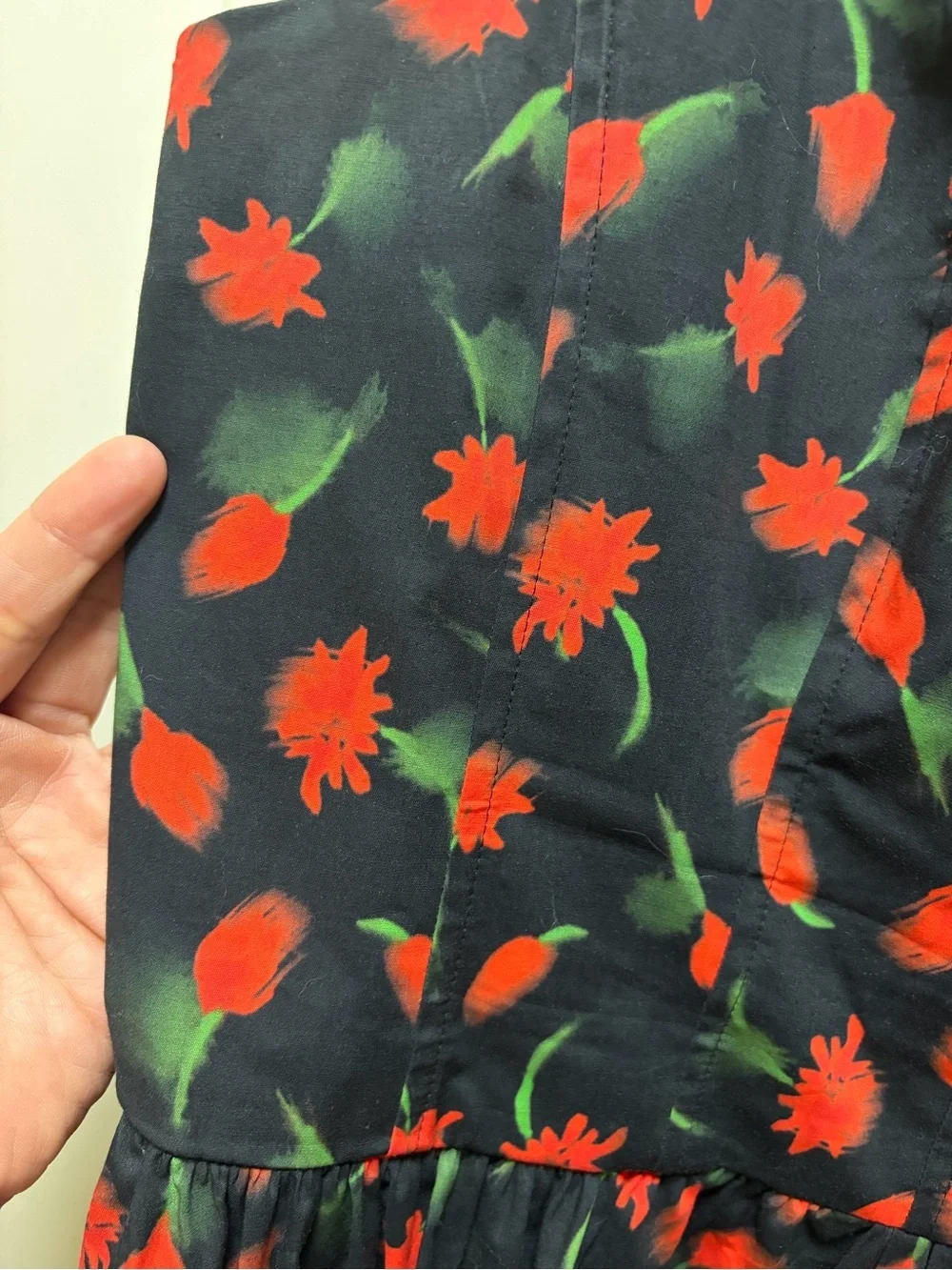 JCrew Black floral Fit and flare mini summer dress 16
